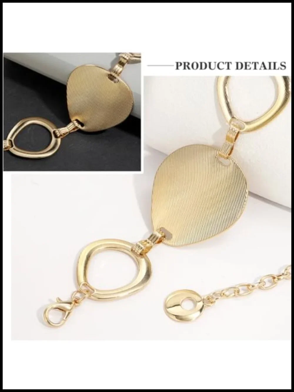 Women's Metal Chain Belt with Lobster Clasp, Irregular Oval Waist Belt